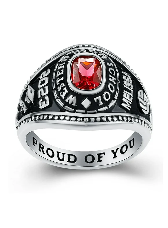 Mementos Classic Collection Customized Sterling Silver Ladies Class Rings for High School and College