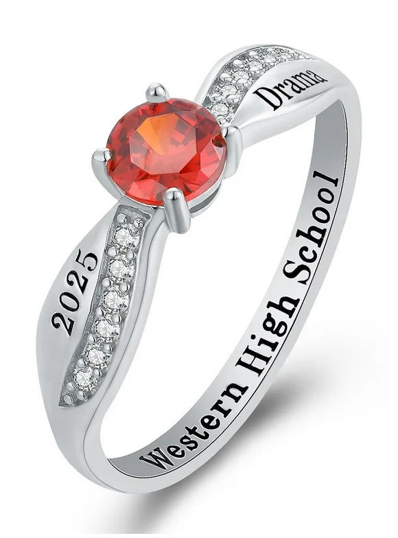 Mementos Jewelry Sterling Silver Customized Women(Ladies) Class Rings for High School College