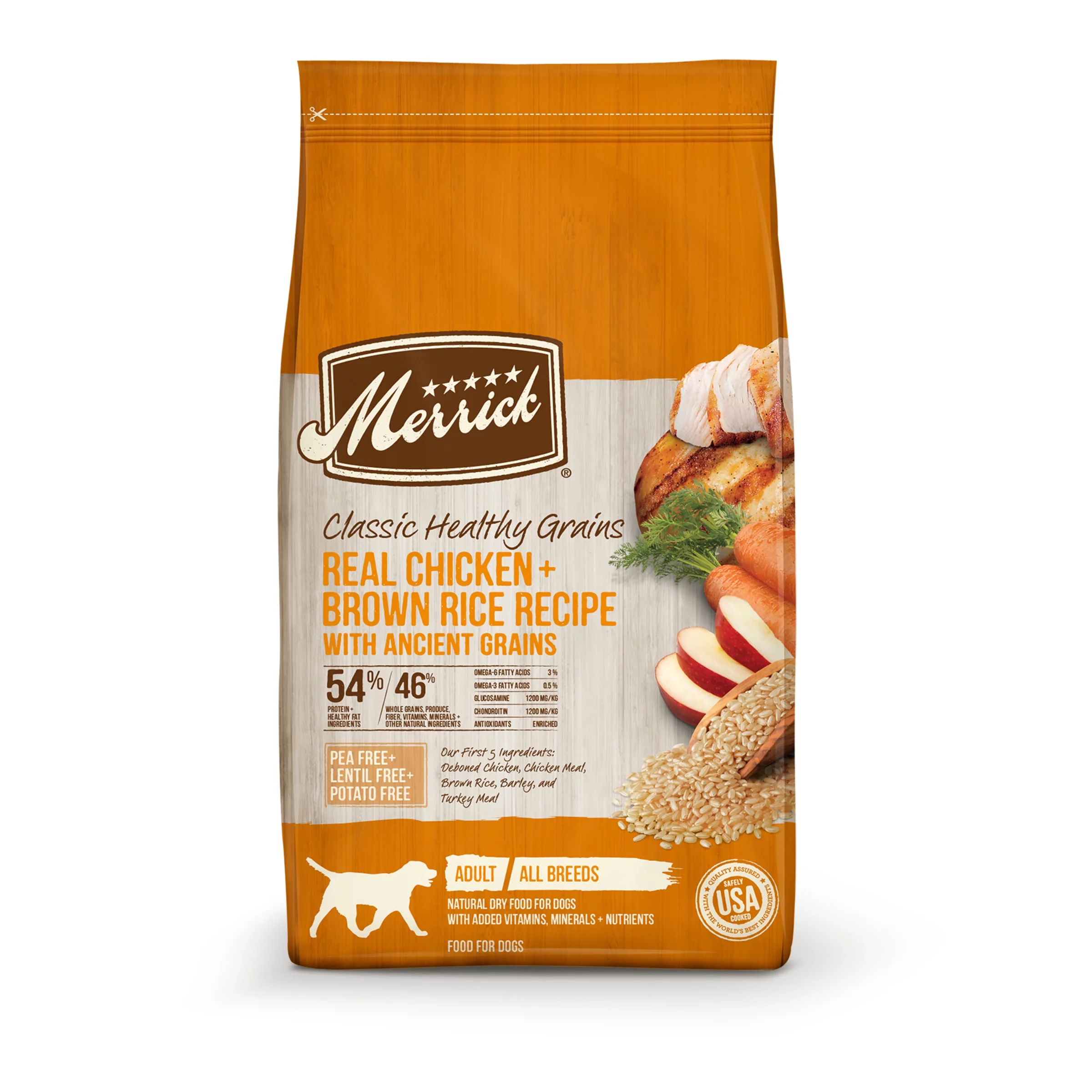 Merrick Real Chicken & Brown Rice Dry Dog Food, Whole Grain, 25 lb Bag