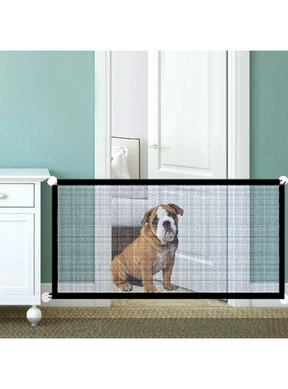 Meterk Dog Safety Gate Pet Mesh Fence Portable Folding Baby Safety Gate Install Anywhere 110*72CM