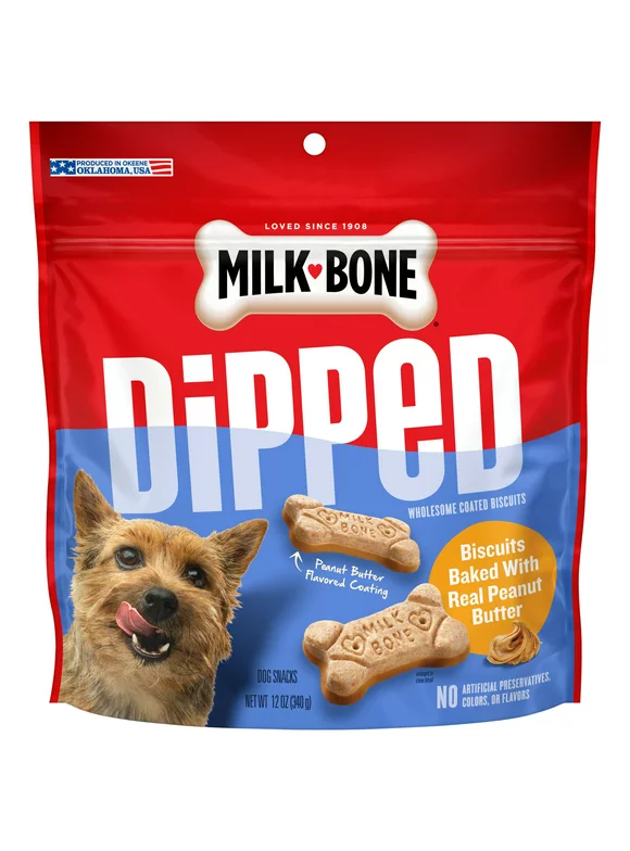 Milk-Bone Dipped Dog Biscuits Baked with Real Peanut Butter, 12 oz.