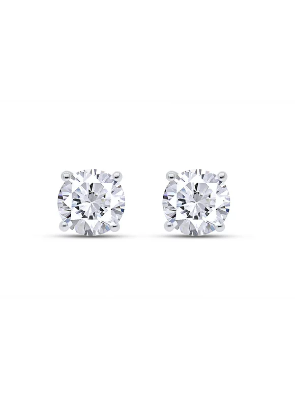 Moissanite Stud Earrings, 0.85 CT DF Color Ideal Cut Lab Created Diamond 18K White Gold Over Sterling Silver Earrings for Women with Certificate of Authenticity