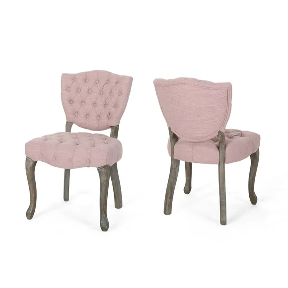Noble House Pale Contemporary Fabric Dining Chairs, Set of 2, Pink