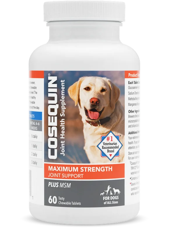 Nutramax Cosequin Maximum Strength Joint Health Supplement for Dogs, 60 Chewable Tablets