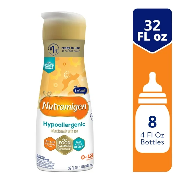 Nutramigen Hypoallergenic Baby Formula, Lactose Free, Colic Relief from Cow's Milk Allergy Starts in 24 Hours, Brain Building Omega-3 DHA for Immune Support, 32 FL Oz
