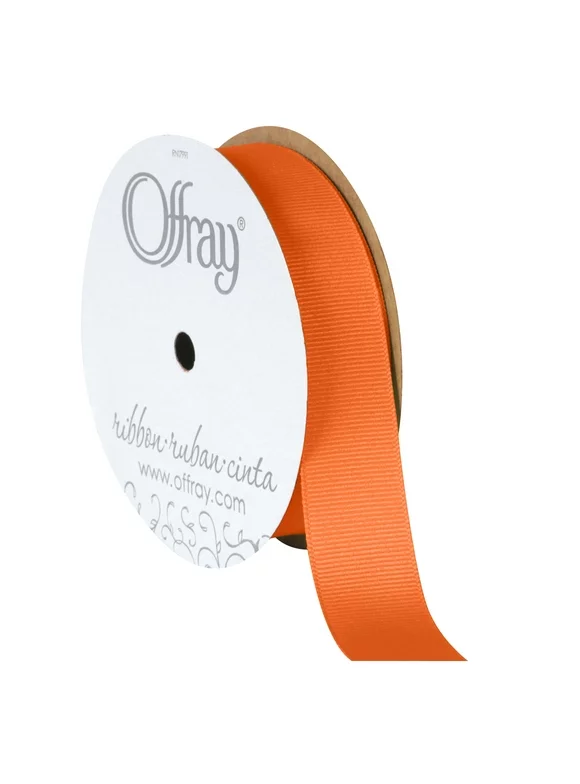Offray Ribbon, Torrid Orange 7/8 inch Grosgrain Polyester Ribbon, 18 feet