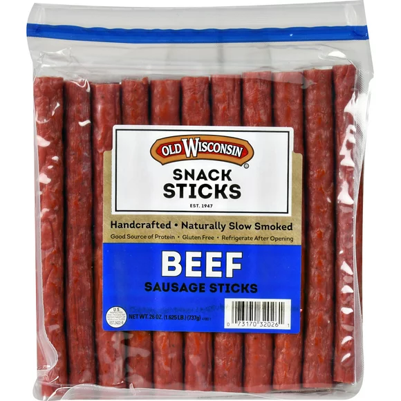 Old Wisconsin Gluten Free Beef Sausage Sticks 26oz Resealable Bag