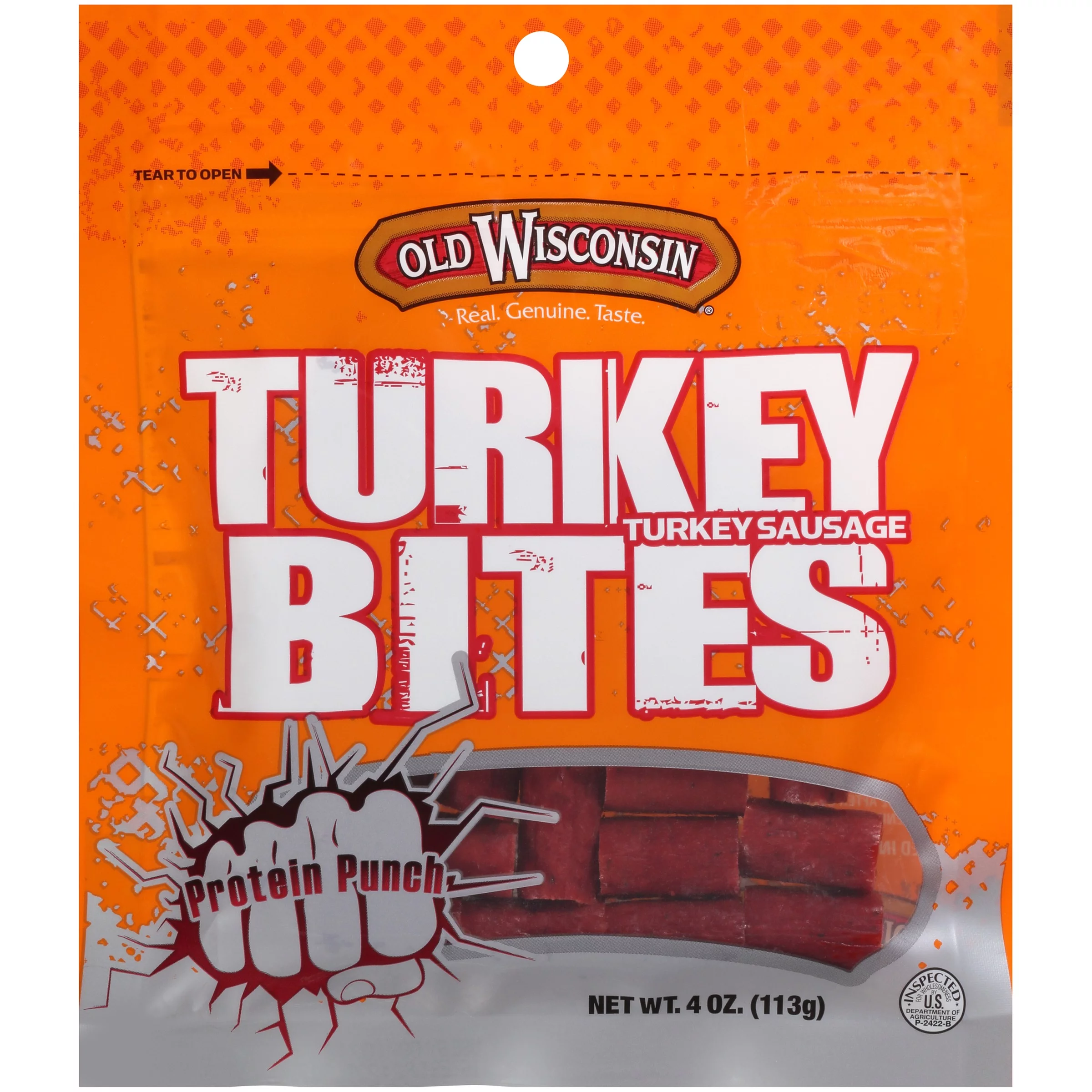 Old Wisconsin Gluten Free Smoked Turkey Sausage Snack Bites, 4 oz, Resealable Bag