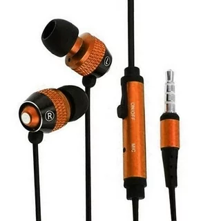 Orange In-Ear Headphones Earphones Earbuds with Mic Microphone for Cell Phones