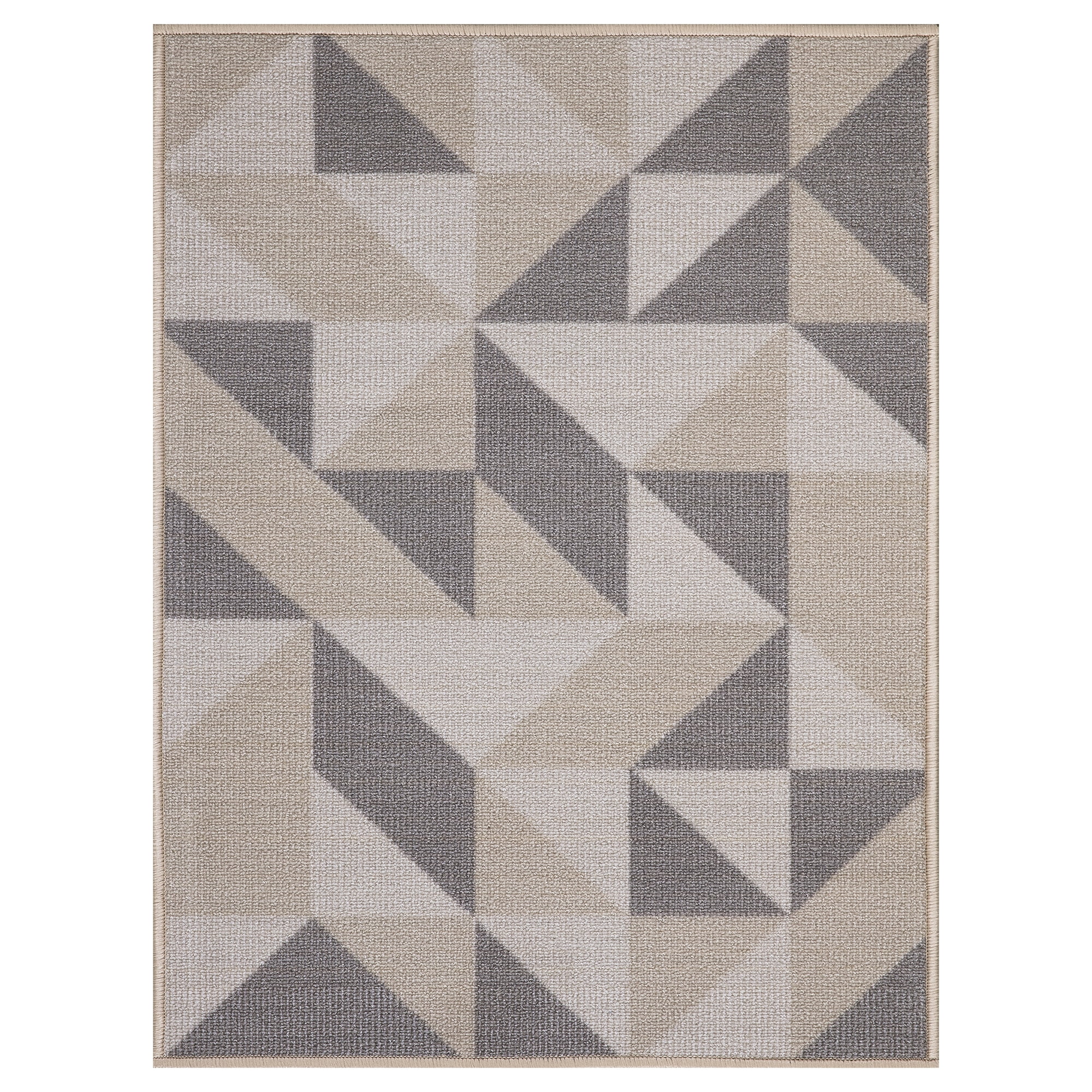 Ottomanson Classics Non-Slip Rubberback Abstract Geometric 2x3 Indoor Area Rug/Entryway Mat, 2'3" x 3', Beige