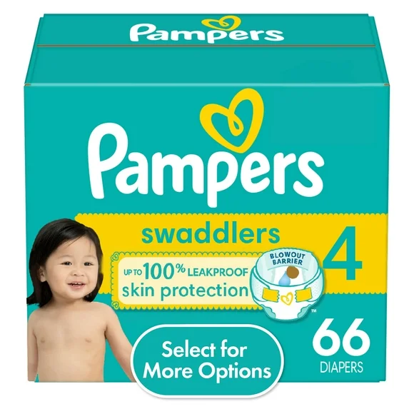 Pampers Swaddlers Diapers, Size 4, 66 Count (Select for More Options)