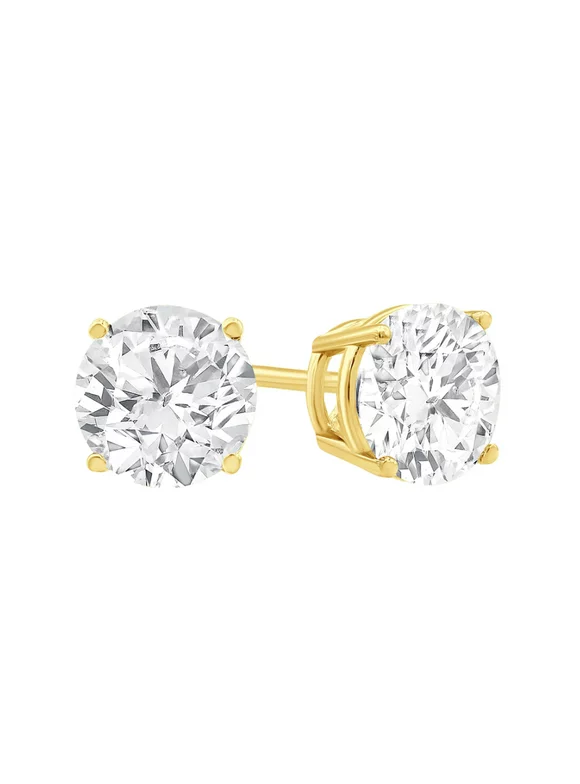 Paris Jewelry 14k Yellow Gold 1/2 Carat Round Created White Diamond Stud Earrings