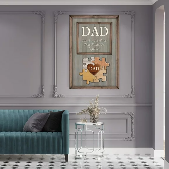 Personalized Father's Day Gift For Father From Son And Daughter Unique Birthday Gift For Father Customized Puzzle Logo Canvas Print Country Wall Art Home Decoration