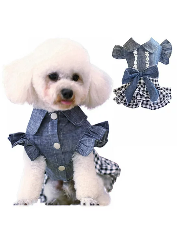 Pet Cowboy Clothes For Dog Girls, Small Medium Dog Bubble Bowknot Skirt