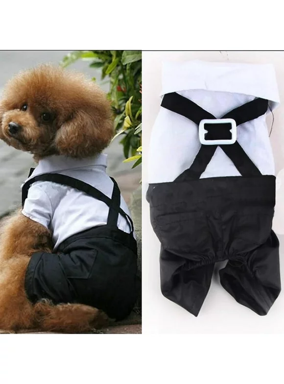 Pet Dog Cat Four Leg Pants Tuxedo Gentleman's Clothing Prince Cute Bow Tie Suit Puppy Costume Jumpsuit Coat