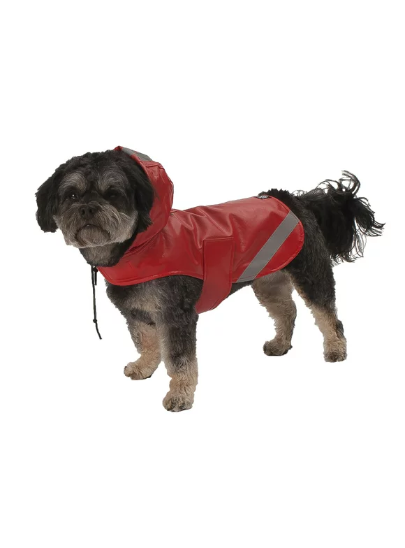 PetRageous Designs Polyurethane Striped Dog Raincoat, Red, S