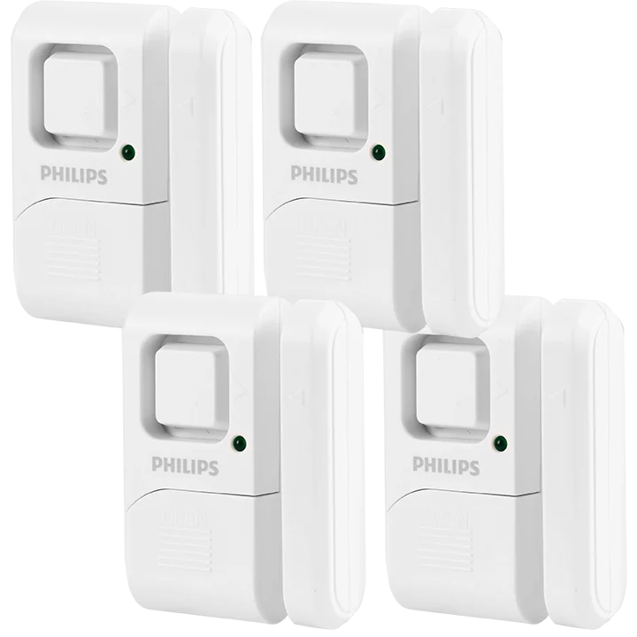Philips Personal Security Window and Door Alarm, 4-Pack, White