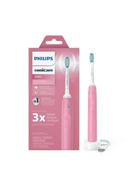 Philips Sonicare 3100 Adult Power Toothbrush, Rechargeable Electric Toothbrush, Deep Pink HX3681/06