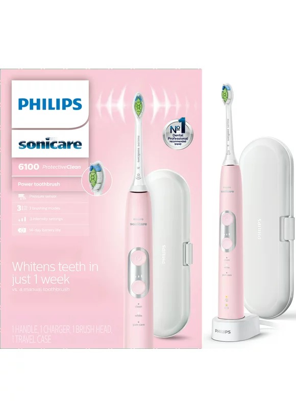 Philips Sonicare ProtectiveClean 6100 Whitening Rechargeable Electric Toothbrush, Pink HX6876/21
