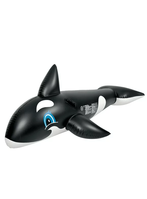 Pool Central 6.25' Inflatable Killer Whale Children's Pool Float Rider with Handles