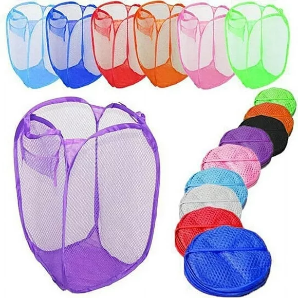Pop Up Mesh Washing Foldable Laundry Basket Bag Bin Hamper Storage