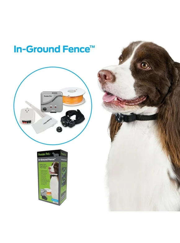 Premier Pet In-Ground Fence for Dogs: Customizable .33 Acre Barrier, In-Ground Electric Fence, Waterproof Collar, Tone & Static Correction, Expandable- Add Pets & Coverage Area Up to 5 Acres