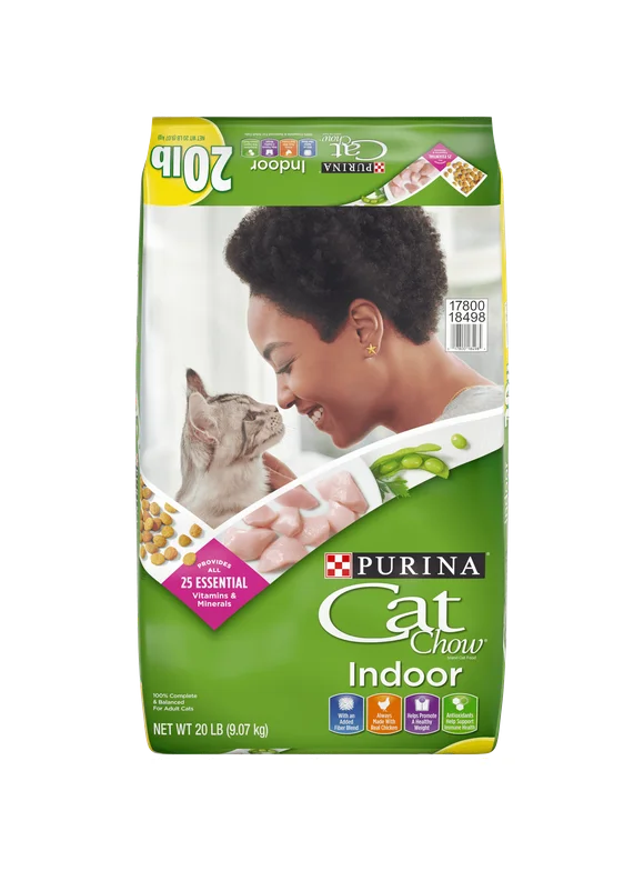 Purina Cat Chow Dry Cat Food, Healthy Weight & Hairball Indoor Whole Grain Chicken, 20 lb Bag