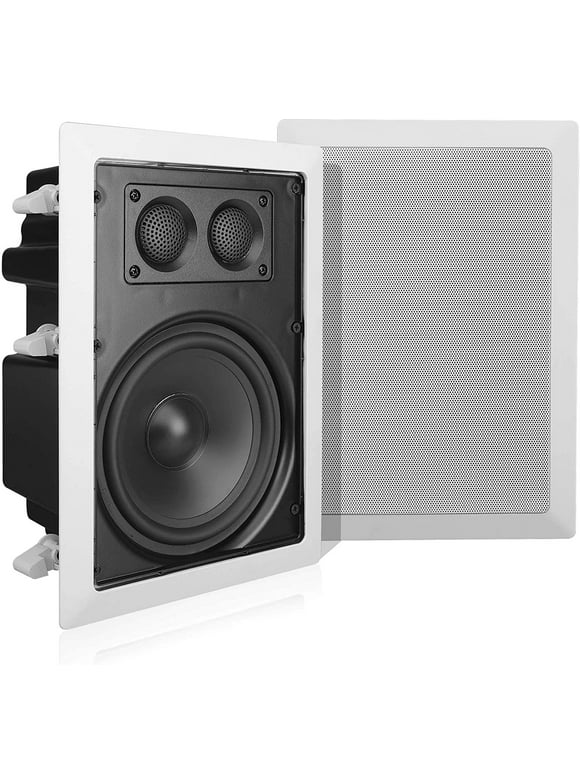 Pyle In-Wall / In-Ceiling Dual 6.5'' Enclosed Speaker Systems, 2-Way Flush Mount Stereo Speakers (Pair)
