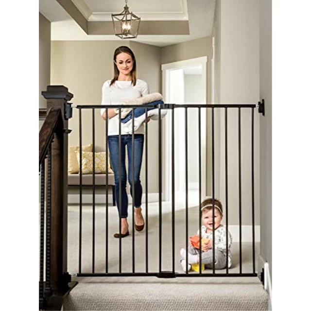 Regalo Extra Tall Easy Swing Stairway and Hallway Walk Through Baby Gate, Black, Age Group 6 to 24 Months