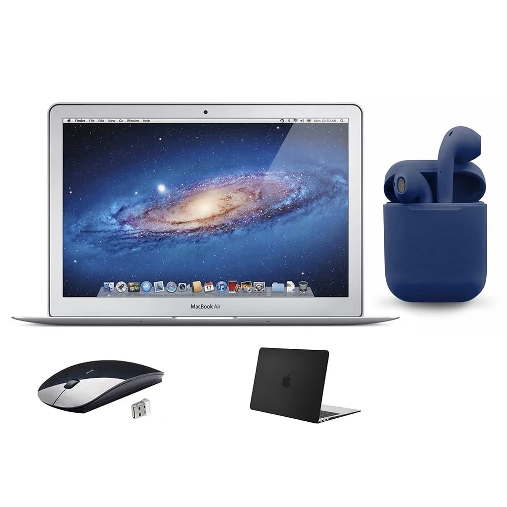 Restored Apple 13.3-inch MacBook Air Intel Core i5 4GB RAM Mac OS 128GB SSD Bundle: Black Case, Wireless Mouse, Bluetooth/Wireless Airbuds By Certified 2 Day Express (Refurbished)