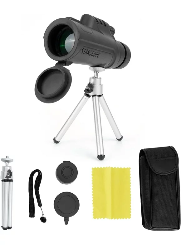 STARSCOPE Monocular Telescope Essentials Bundle G3 - 10x Monocular Kit with Tripod and Accessories, HD BAK4 Prism Scope Lens