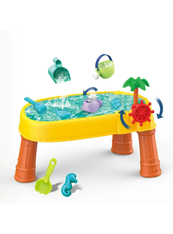 Sand Water Table for Toddles, Outdoor Sand and Water Play Table Toys for Toddlers Kids, Water Activity Tables Beach Toys for Outside Backyard for Toddlers Age 3-5