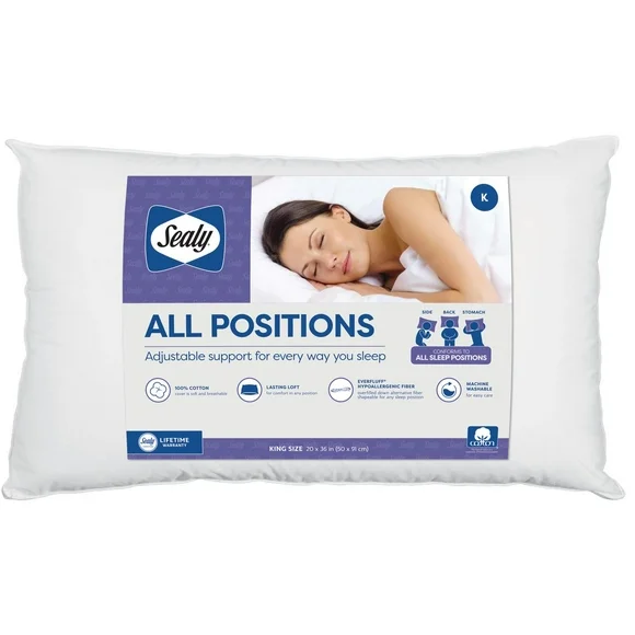 Sealy All Positions Medium Standard Pillow, King