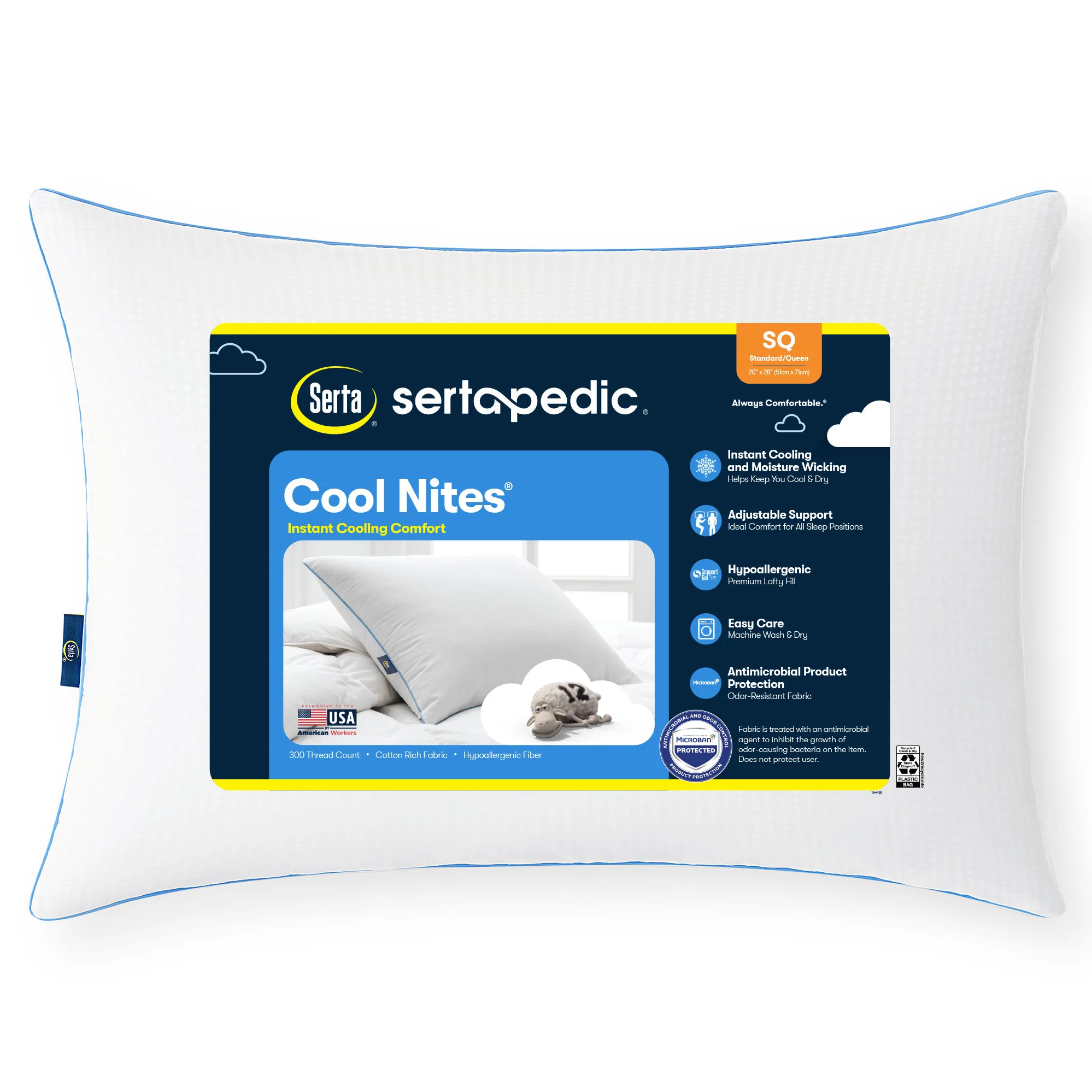 Sertapedic Cool Nites Bed Pillow, Standard/Queen