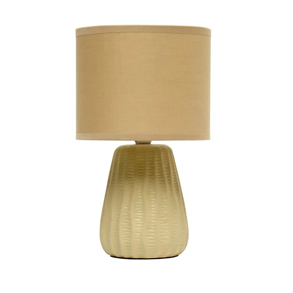 Simple Designs 11.02" Mini Ceramic Pastel Accent Table Lamp with Matching Shade, Tan