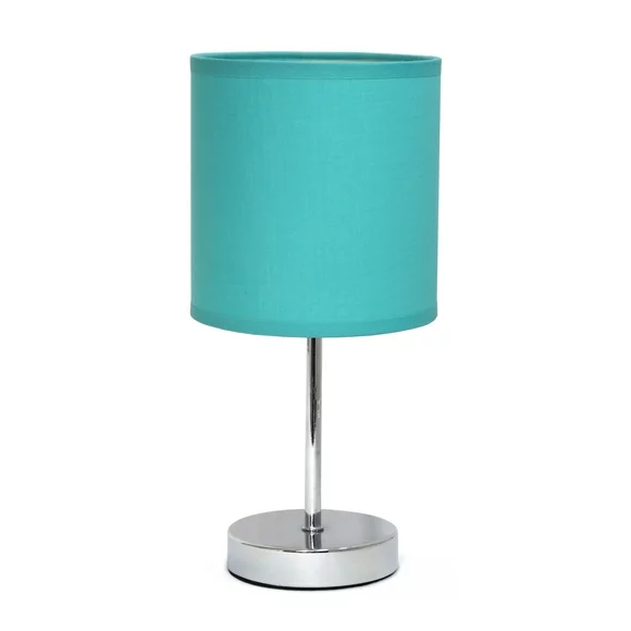 Simple Designs Chrome Basic Table Lamp with Blue Shade