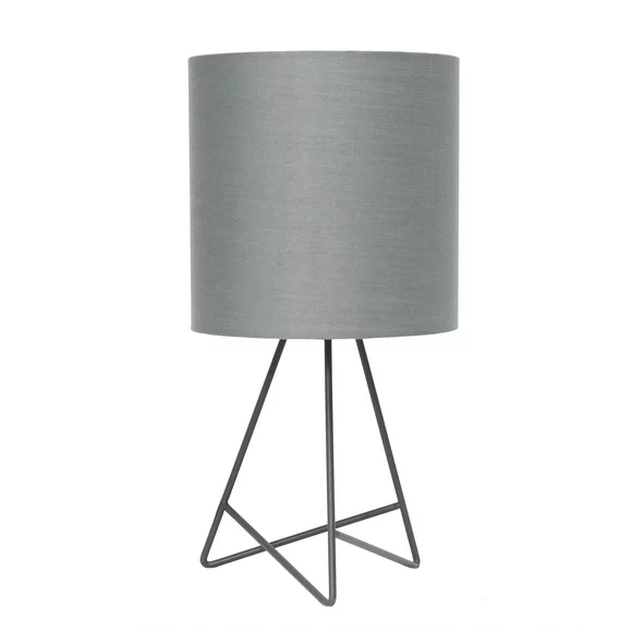 Simple Designs Down to the Wire Gray Metal Table Lamp with Gray Shade