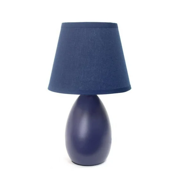 Simple Designs Mini Egg Oval Ceramic Table Lamp, Dark Blue (5. 51" L x 5. 51" W x 9.45" H)