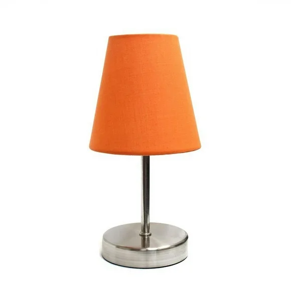 Simple Designs Sand Nickel Mini Basic Table Lamp with Fabric Shade