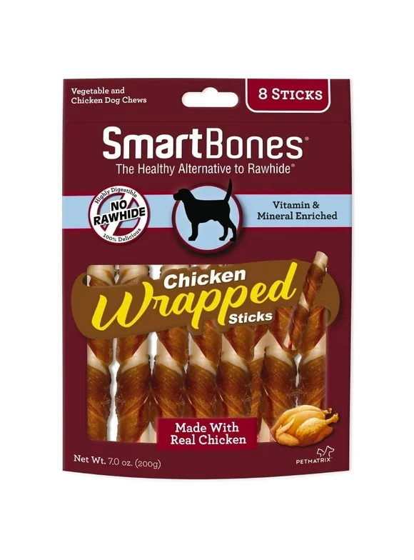 SmartBones Chicken-Wrapped Sticks for Dogs, Rawhide-Free, 8 Treats