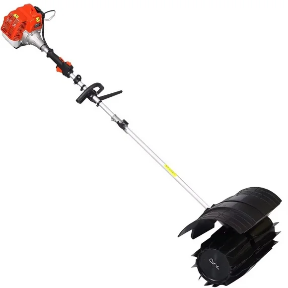 Snow Sweeper, 52CC 2 Stroke 2.4 HP Hand Held Power Paddle Pro Gasoline Powered Outdoor Walk Behind Sweeper, for Dirt Grass Leaves Lawn Debris Artificial Turf & Light Snow Cleaning