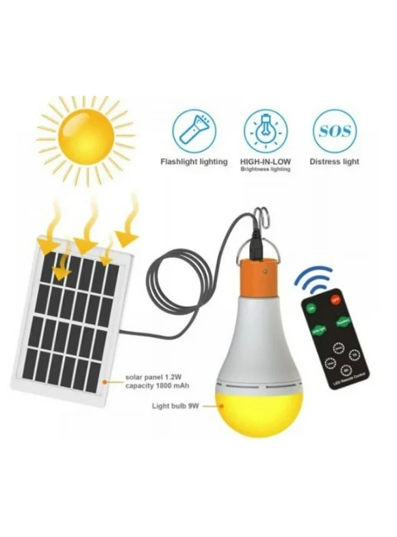 Solar Light Bulb Outdoor Rechargeable Led Bulb Solar Powered Light with Remote Timer, Mosquito Repellent , 4 Function Mode for Chicken Coops Shed Hiking Camping Hurricane Emergency Lighting