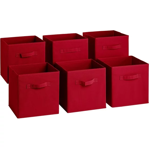 Sorbus Foldable Storage Cube Basket Bin, 6pk, Red