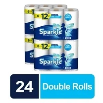 Sparkle Pick-A-Size Paper Towels, White, 24 Double Rolls = 48 Regular Rolls, 126 2-Ply Sheets Per Roll - (4 Packs of 6 Rolls per Case)