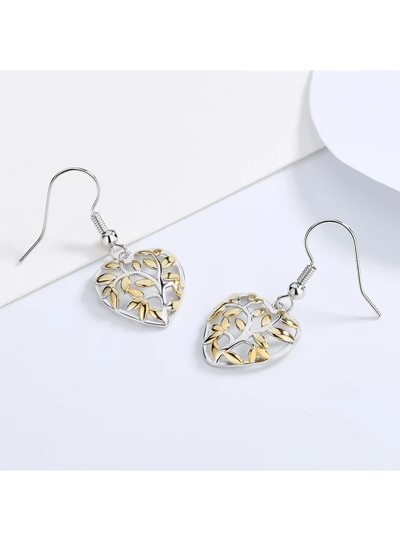 Sterling Silver and 18k Gold Floral Heart Earrings