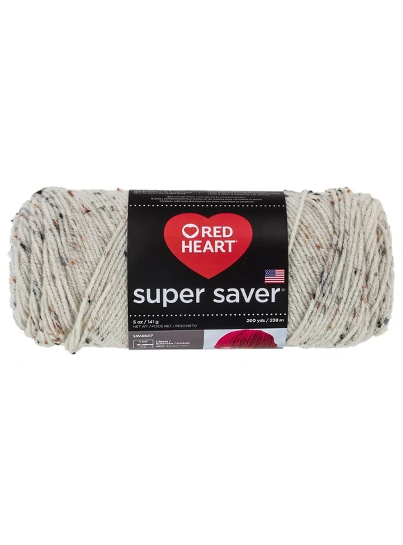 Super Saver Yarn by Red Heart - Fleck Yarn for Knitting, Crochet, Weaving, Arts & Crafts - Aran Fleck, Bulk 12 Pack