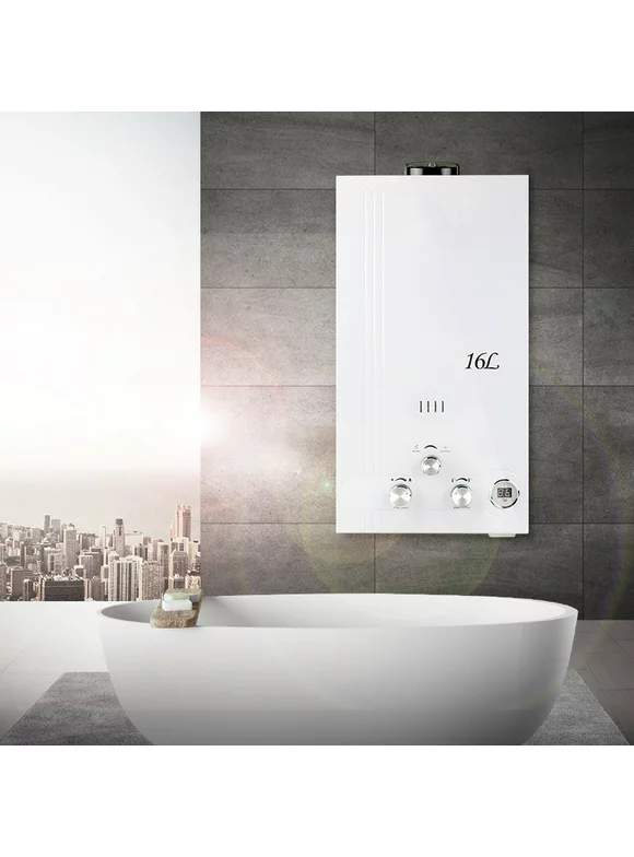 TCMT 16L Natural Gas Tankless Water Heater 4.2 GPM NG Instant Hot Boiler with Digital Display