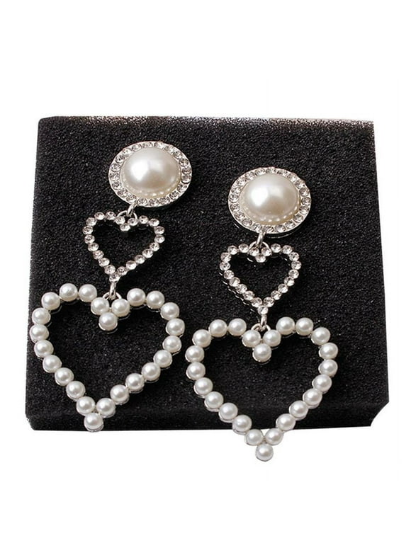 Teblacker New Arrival Metal Classic Geometric Women Dangle Earrings Korean Crystal Earrings Temperament Long Pearl Fairy Jewelry Drop Earrings