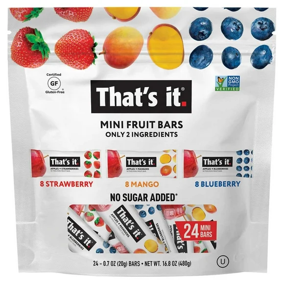 That's it. Mini Fruit Bars Variety Pouch (8X Blueberry, 8X Strawberry, 8X Mango)