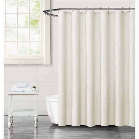 Truly Calm Anti-Mildew Embossed Fabric 70x72 Cream Solid Color Shower Curtain